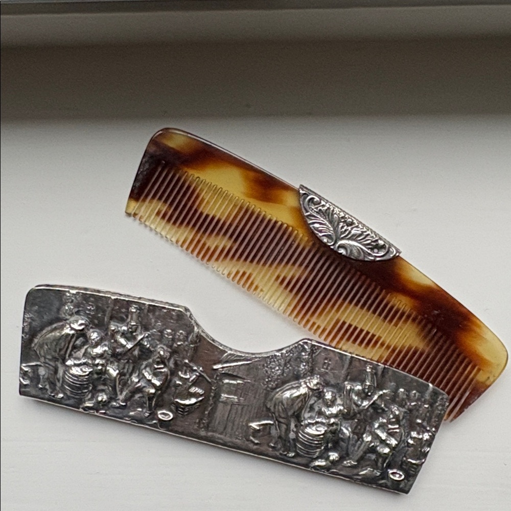 VTG Tortoiseshell Comb with embossed  Silver Holder, Denmark